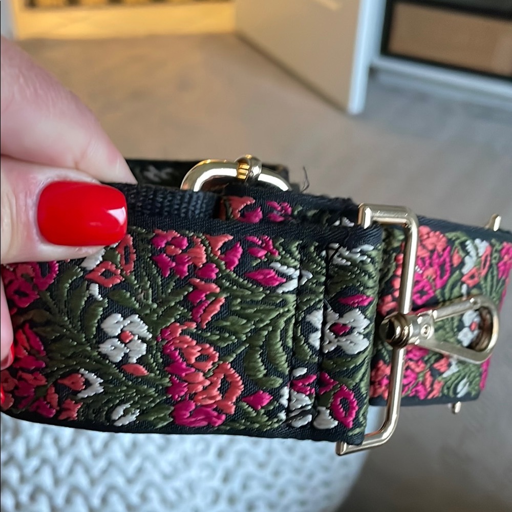 Floral Patterned Strap with Silver Hardware